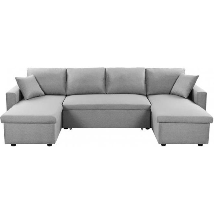 Produit similaire: Canapé d'Angle Panoramique 6 Places MARIA Convertible Avec 2 Coffres en tissu - Gris clair - L295 x P146 x H81cm - LOUNGITUDE
