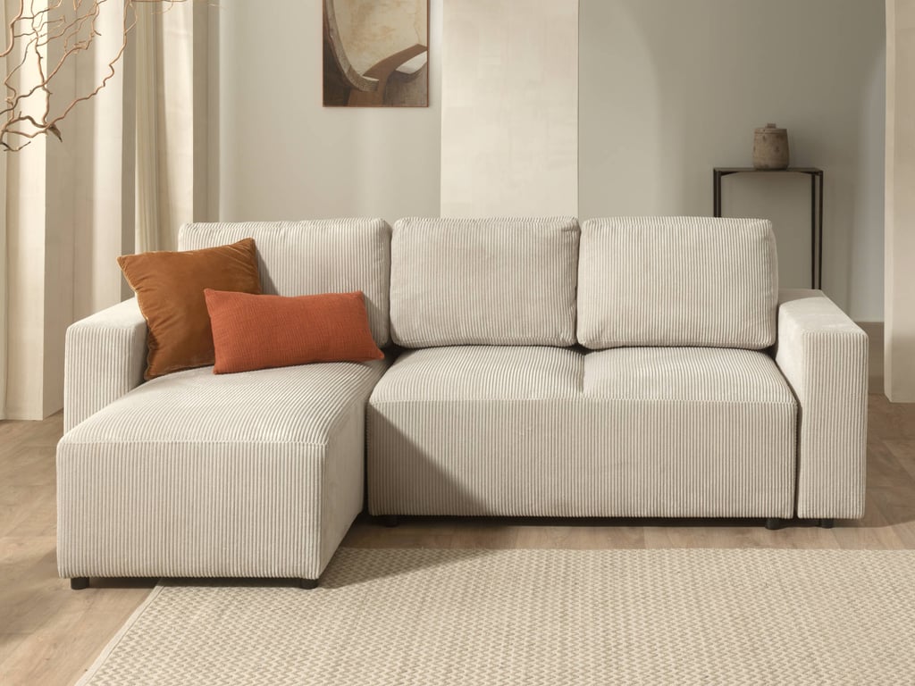 Produit similaire: Livy - Canapé d'angle gauche convertible 4 places Velours côtelé Beige