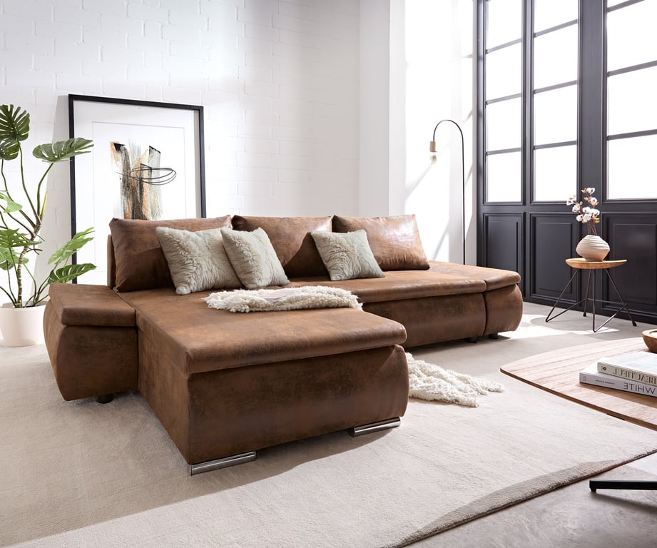 Produit similaire: Canapé Abilene 260x175 cm ottoman marron variable avec fonction lit