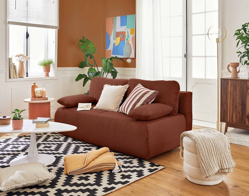 Produit similaire: loutro - Canapé convertible velours côtelé Rouge