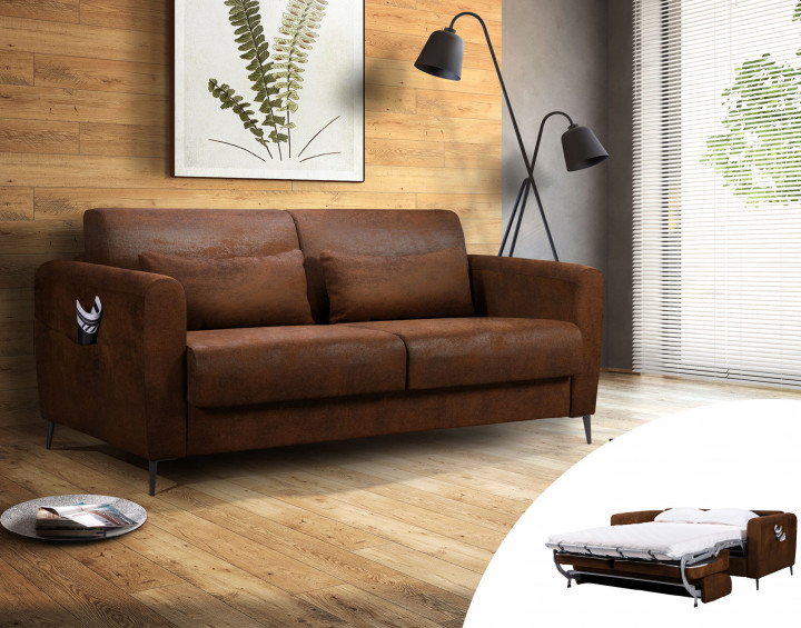 Produit similaire: Allan - Canapé 3 places convertible - ouverture express - couchage quotidien - Microfibre  Marron