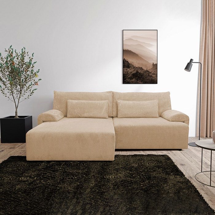 Produit similaire: Canapé d'angle réversible et convertible en velours côtelé beige
