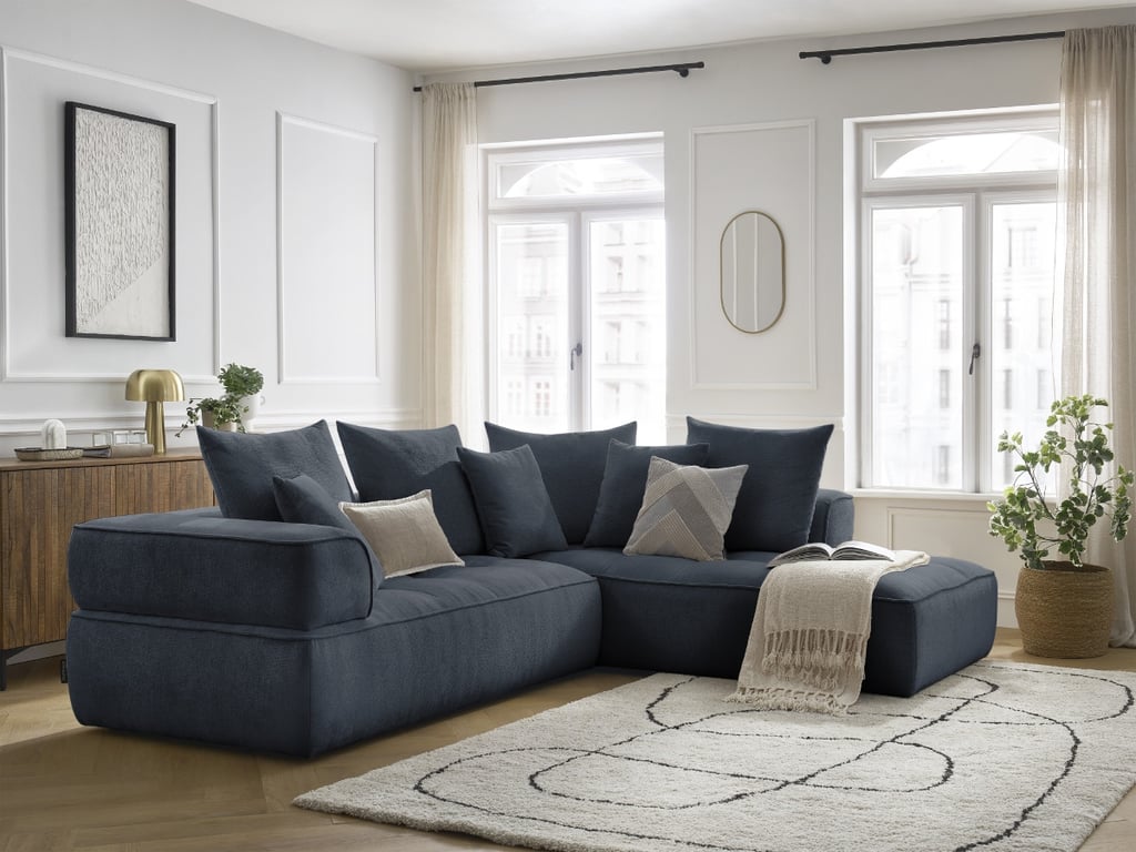 Produit similaire: Canapé d'angle L fixe WHESLEY bleu foncé angle droit BOBOCHIC 4 places