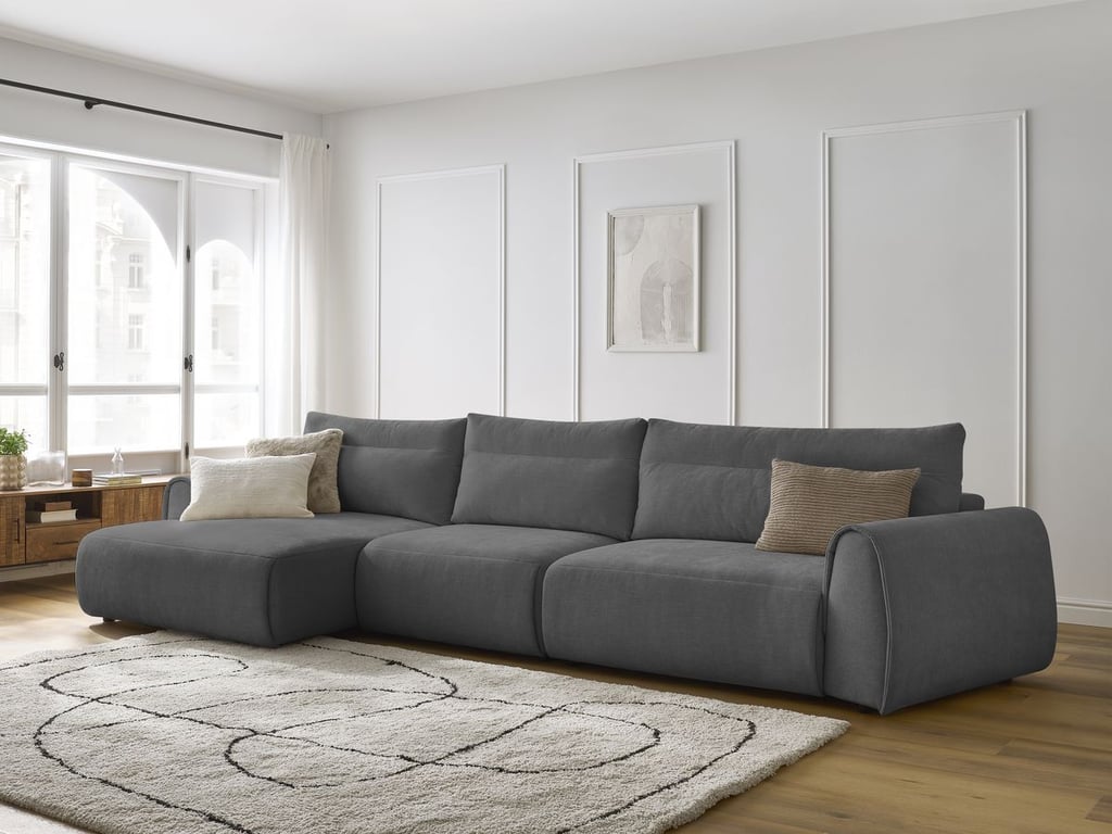 Produit similaire: Canapé grand angle incurvé fixe ADEN gris foncé angle gauche BOBOCHIC 4 places