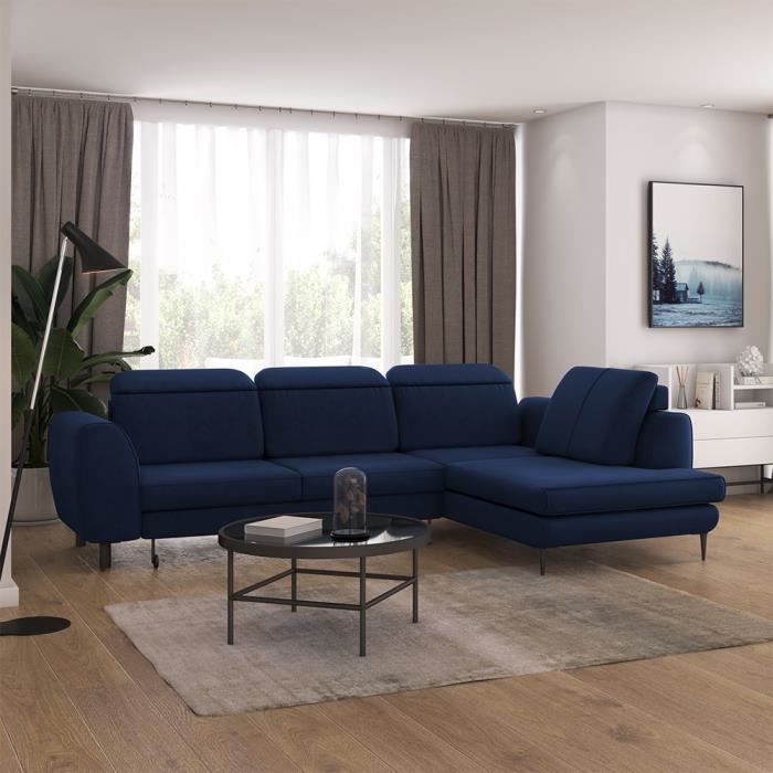 Produit similaire: Canapé d’angle convertible - TASAR - côté droit - bleu marine - 211x126 cm - en velours - style moderne
