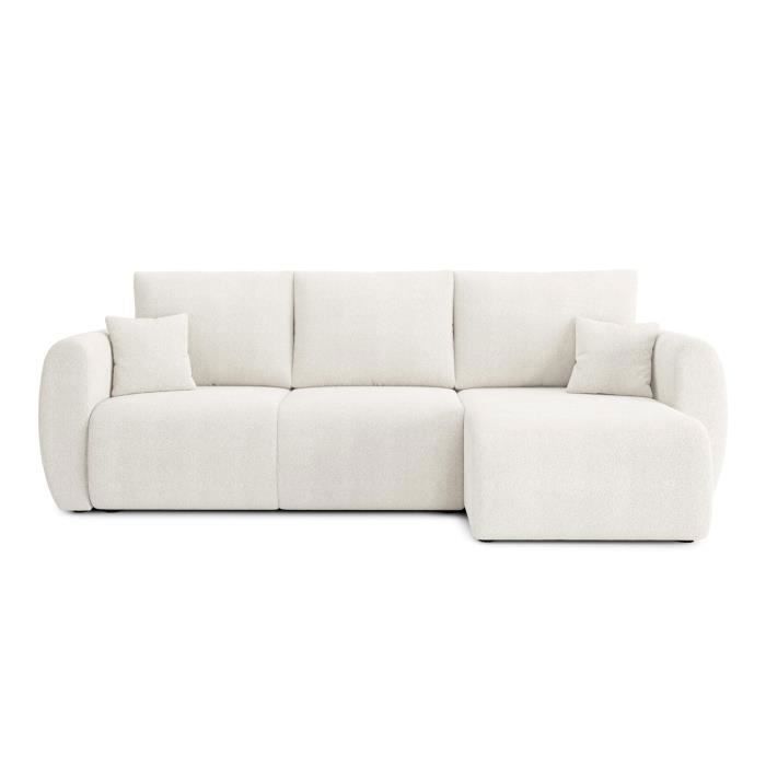 Produit similaire: Canapé d'angle convertible en tissu bouclette blanc 4 places - BAÏTA - REFA - Réversible - Coffre de rangement