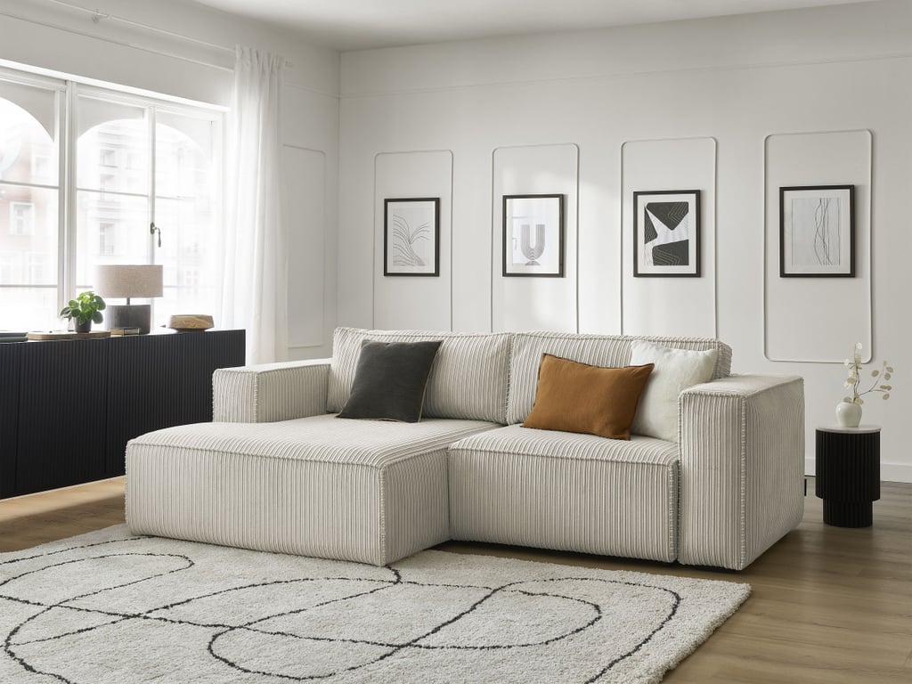 Produit similaire: Canapé d'angle convertible coffre NINA velours côtelé gris clair angle gauche BOBOCHIC 3 places