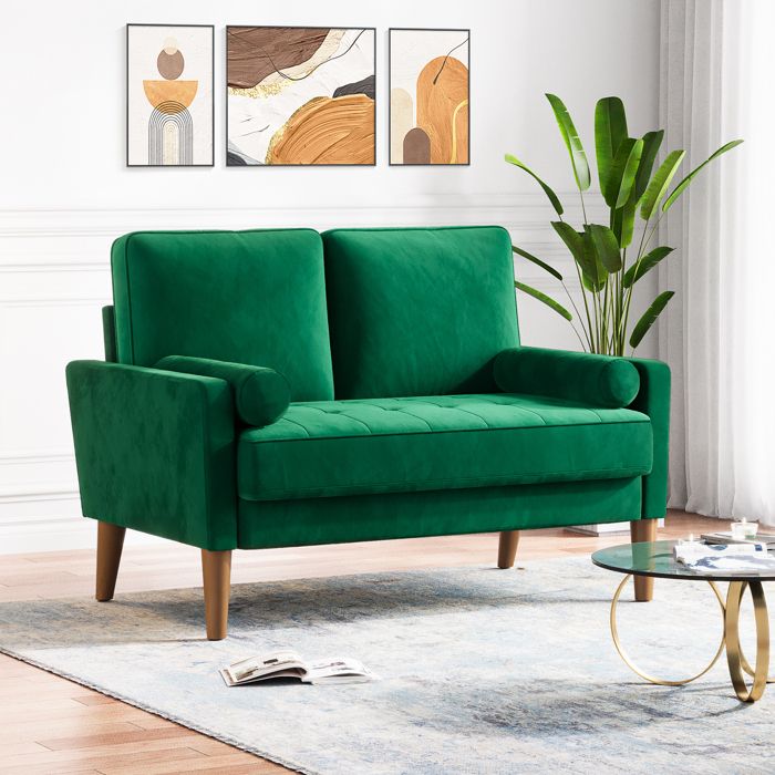 Produit similaire: Mini Canapé 2 places en Velours Vert,Canapé Scandinave avec 2 petits coussins pour le salon,chambre à coucher,121x77x86cm