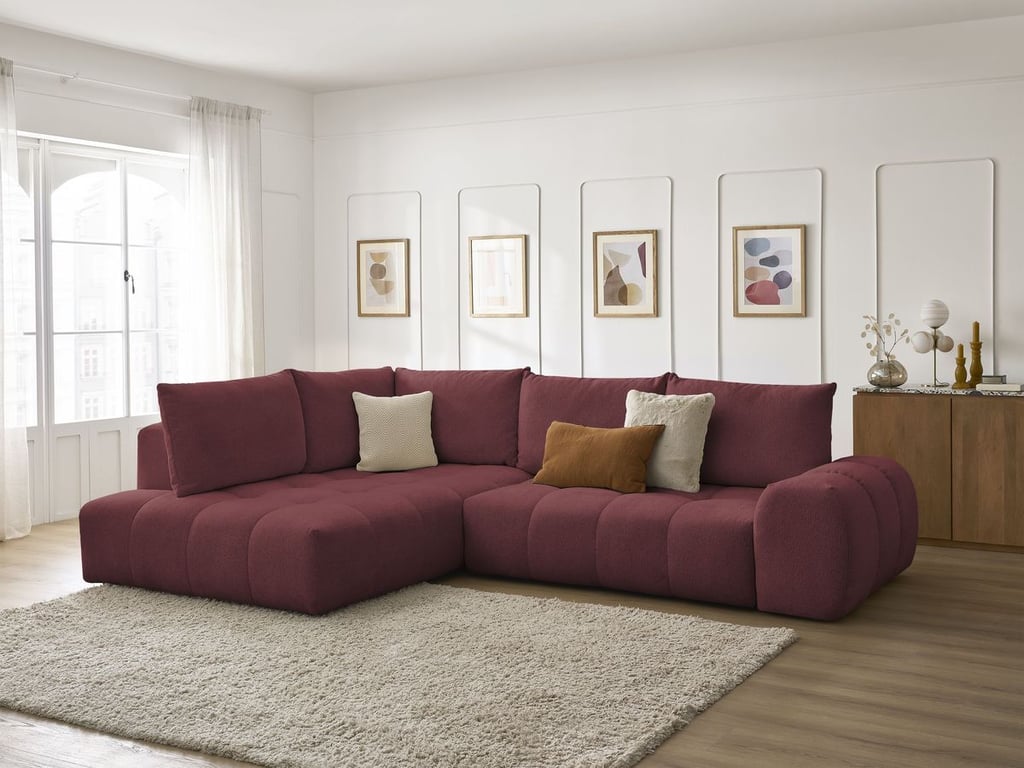 Produit similaire: Canapé d'angle L convertible coffre EVEREST tissu chiné rouge angle gauche BOBOCHIC 3 places