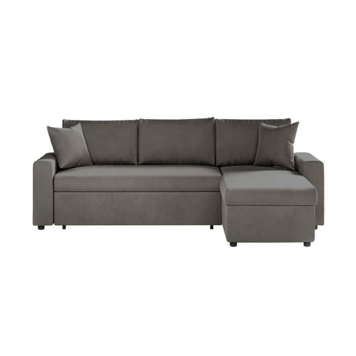 Produit similaire: Canapé d'angle 3 places MARIA réversible et convertible avec coffre en velours - Gris foncé - L227 x P146 x H81cm - LOUNGITUDE