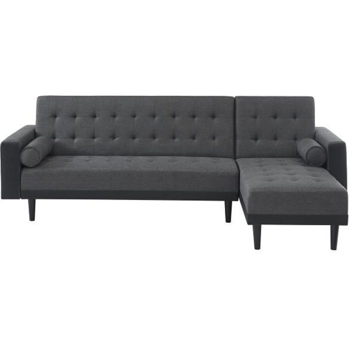 Produit similaire: Canapé d'angle LUXURY convertible tissu gris et PU noir 4 places