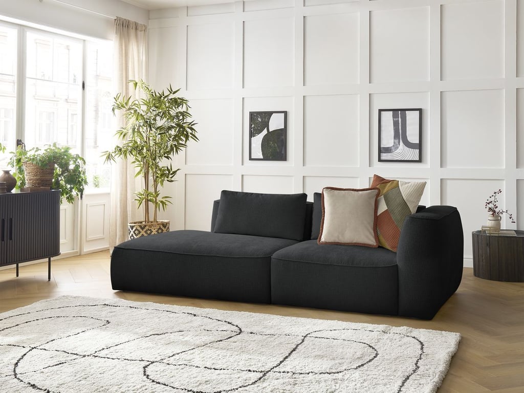 Produit similaire: Canapé droit fixe 3 places LEOPOLD tissu texturé noir accoudoir droit BOBOCHIC