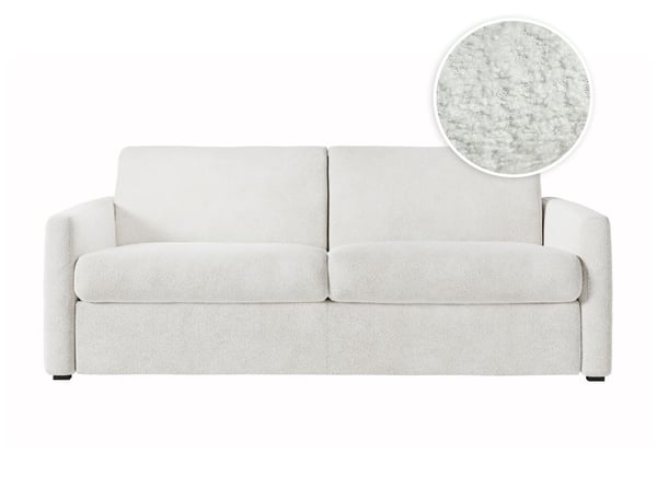 Canapé convertible AGATHE système couchage express en tissu bouclette - Matelas épaisseur 13cm