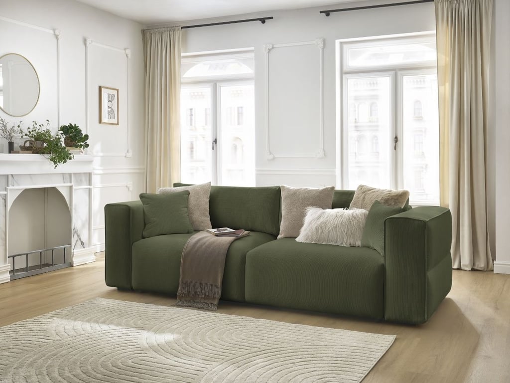 Produit similaire: Canapé droit convertible coffre EZECHIEL tissu chiné vert BOBOCHIC 3 places