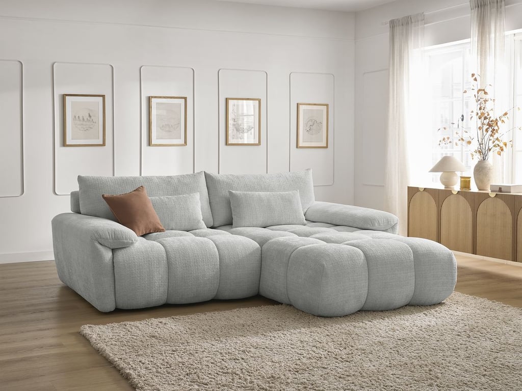 Produit similaire: Canapé d'angle fixe IVANE tissu texturé gris clair angle droit BOBOCHIC 3 places