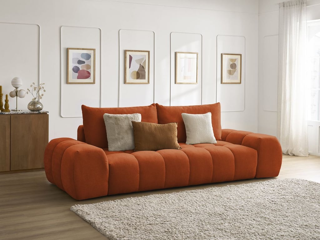 Produit similaire: Canapé droit fixe 3 places EVEREST tissu texturé orange BOBOCHIC