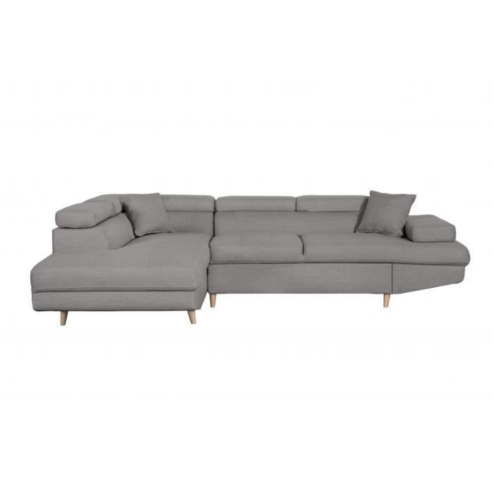 Produit similaire: Canapé d'angle convertible LOUNGITUDE MATHIS - Gris clair - Coffre de rangement - Pieds en bois clair