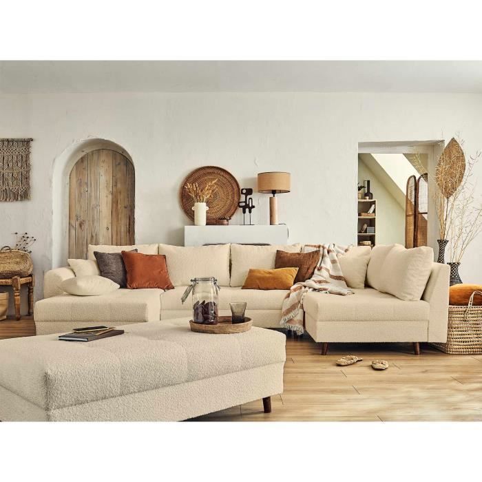 Produit similaire: Rune - canapé panoramique d'angle droit - 7 places - avec pouf d'appoint - en tissu bouclette