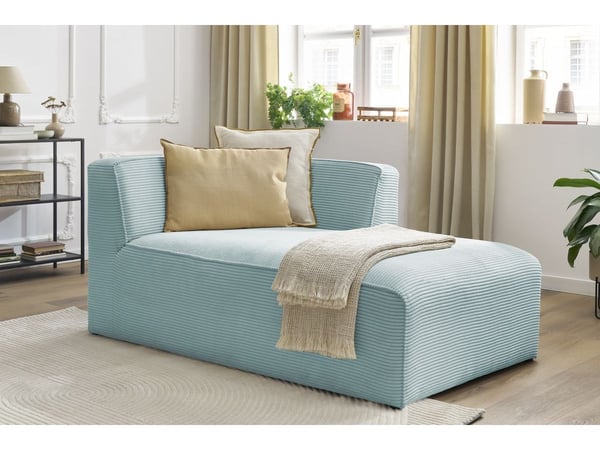 Megeve méridienne pour canapé modulable 1 place velours côtelé bleu clair angle droit