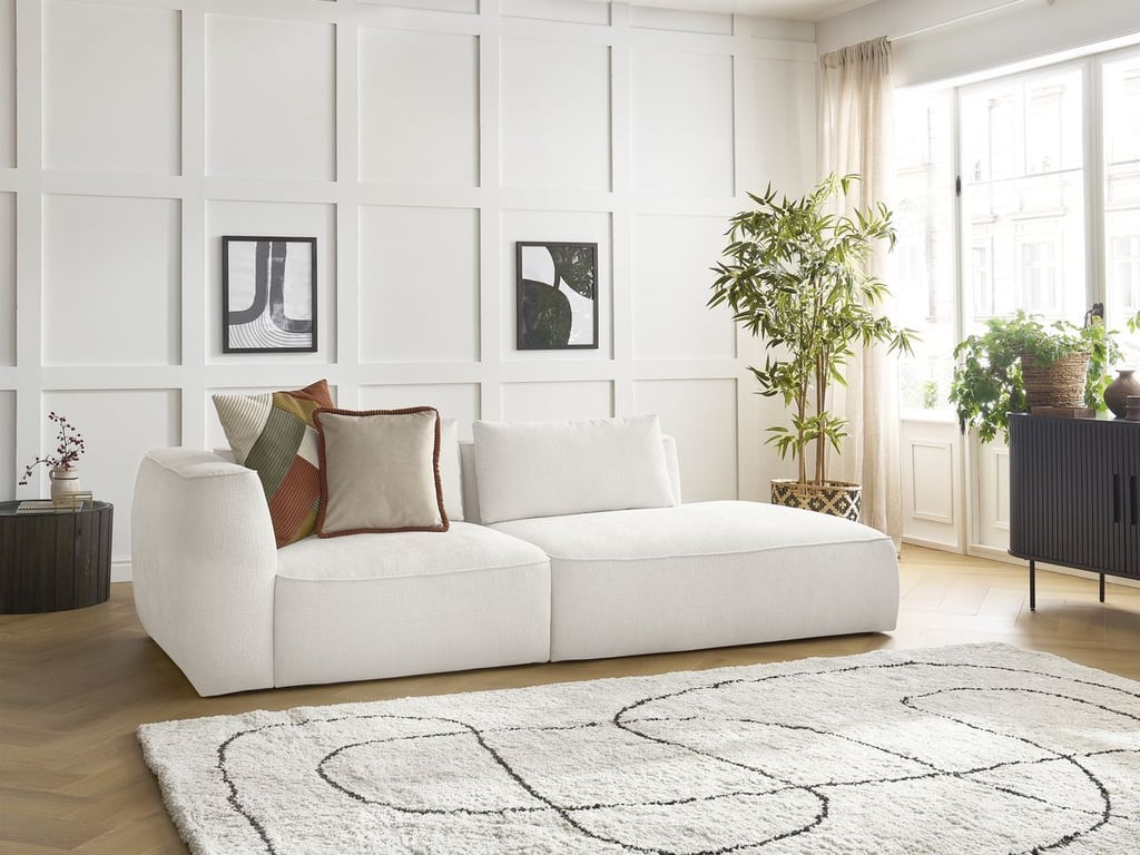 Produit similaire: Canapé droit fixe 3 places LEOPOLD tissu texturé blanc accoudoir gauche BOBOCHIC