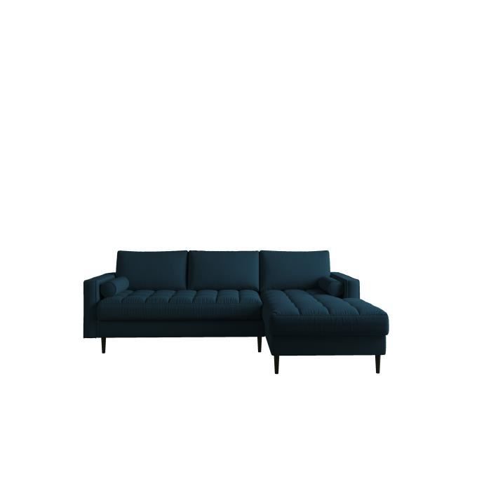 Canapé d'angle 5 places MAEL tissu bleu foncé
