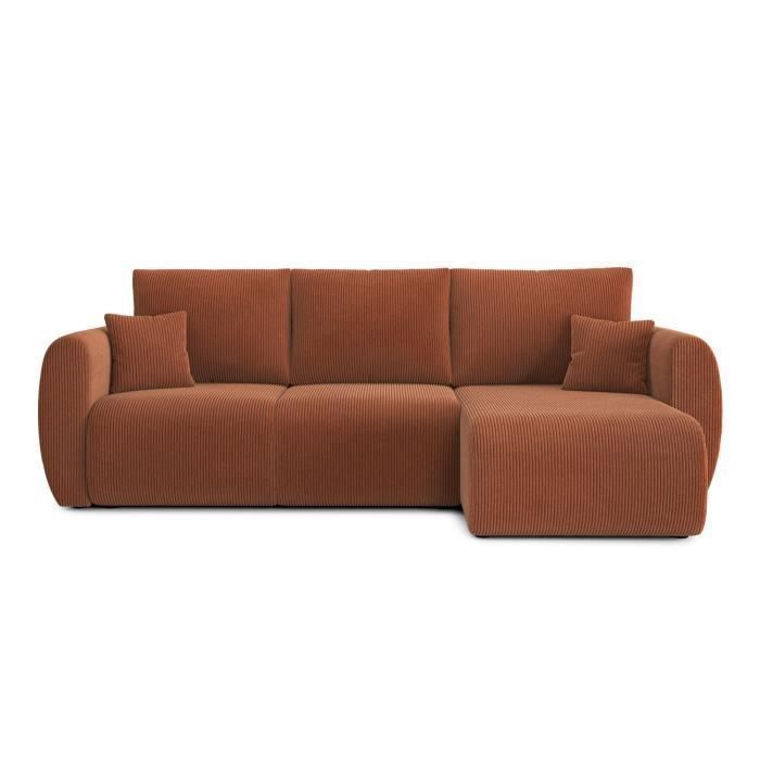 Produit similaire: Canapé d'angle convertible REFA en velours côtelé terracotta 4 places - Réversible - Coffre de rangement - BAÏTA