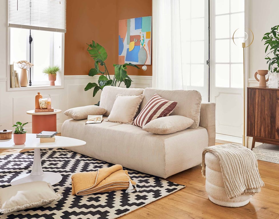 Produit similaire: loutro - Canapé convertible velours côtelé Beige