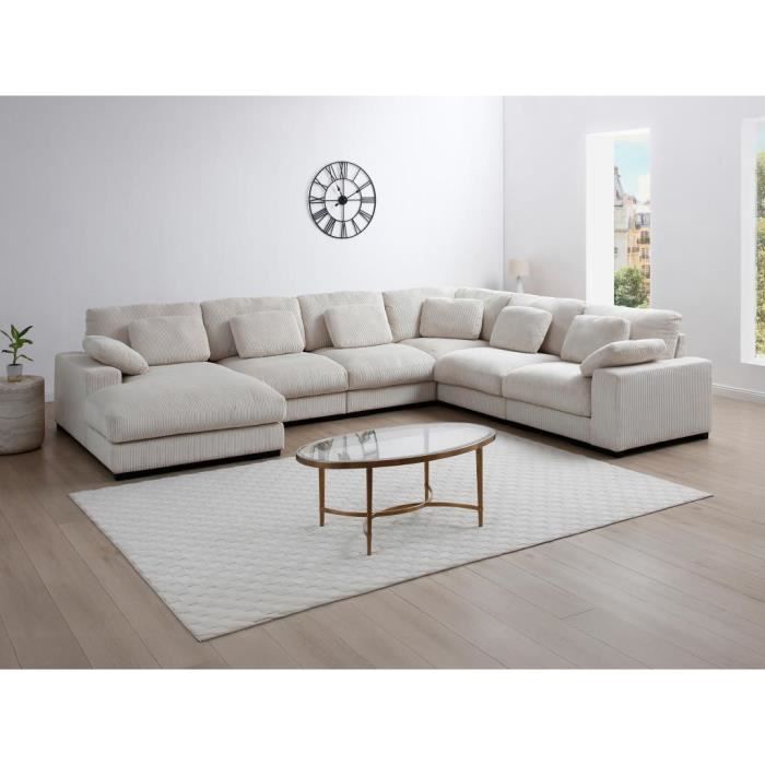 Produit similaire: Grand canapé d'angle droit panoramique en velours côtelé beige RIADOPI