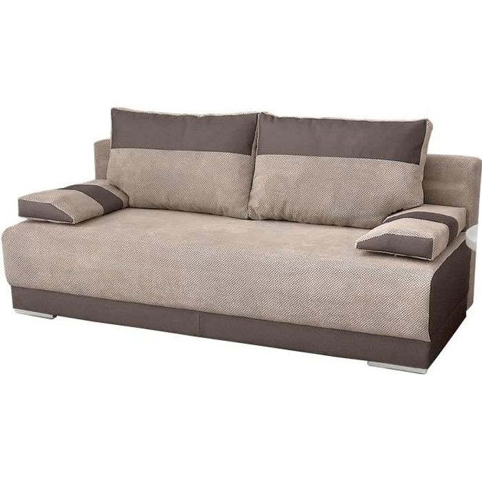 Produit similaire: Canapé convertible en tissu - NISA - 3 places - Beige - Style scandinave moderne - Confort moelleux
