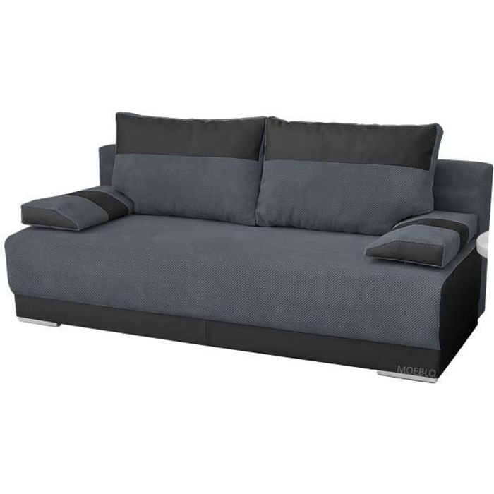 Produit similaire: Canapé Convertible 3 Places Tissu + Simili Cuir Nisa (Noir + Gris fonce)