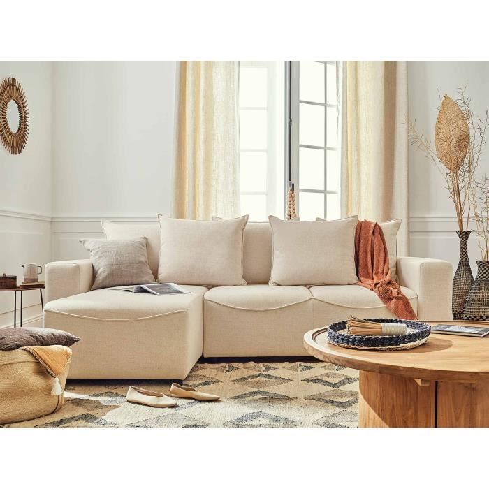 Produit similaire: Capucine - Canapé d'angle réversible convertible avec coffre 4 places en tissu Beige - LISA DESIGN