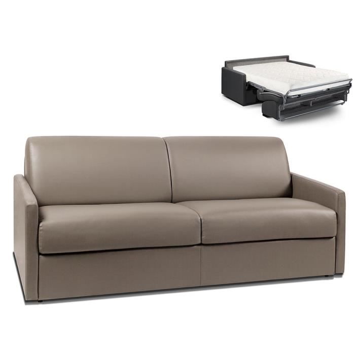 Produit similaire: Canapé 4 places convertible express en simili CALIFE - Taupe - Couchage à  lattes larges 160 cm - Matelas 18 cm