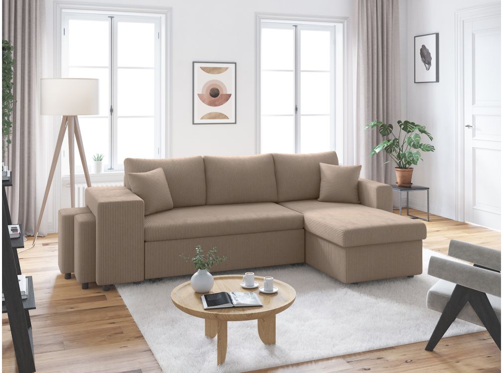 Produit similaire: Canapé d'angle réversible convertible OSLO avec coffre et 2 poufs en velours côtelé