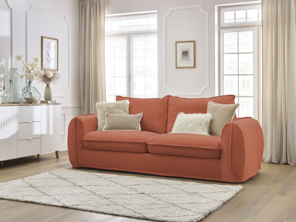 Produit similaire: Canapé droit convertible ARCHIMEDE ouverture express déhoussable orange 140x194 BOBOCHIC 3 places