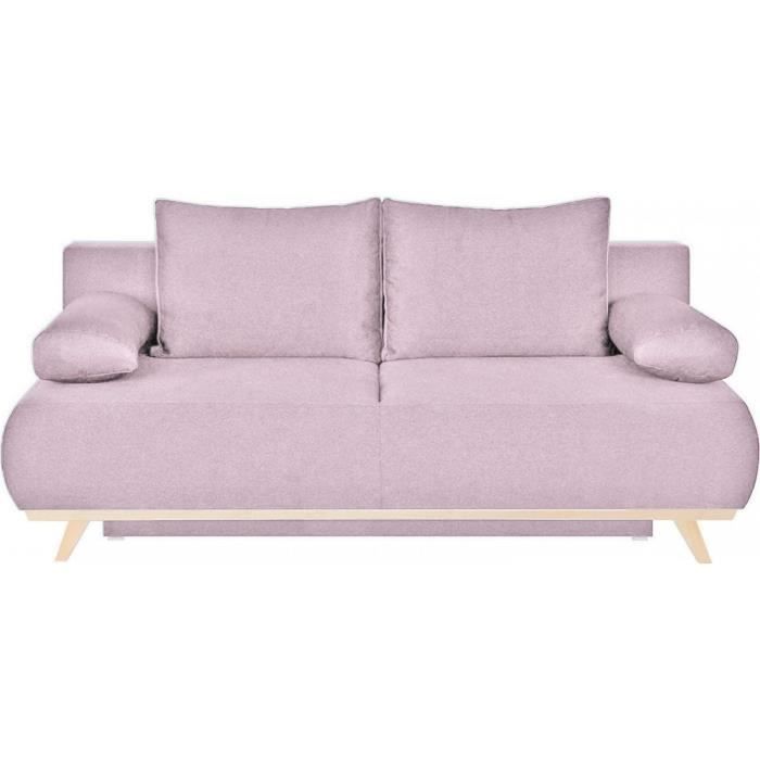 Produit similaire: Canapé convertible 3 places avec coffre de rangement en tissu rose pâle - Laria New
