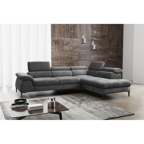 Canapé d'angle convertible en tissu anthracite SEPINA de PASCAL MORABITO - Angle droit