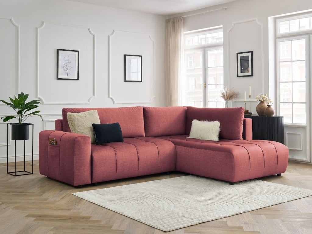 Produit similaire: Canapé d'angle L convertible coffre ARSENE tissu velours orange angle droit BOBOCHIC 3 places