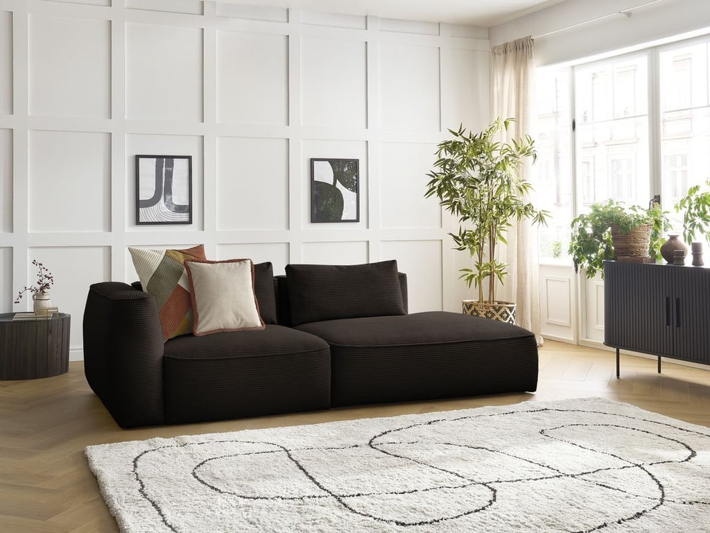 Produit similaire: Canapé droit fixe 3 places LEOPOLD velours côtelé marron accoudoir gauche BOBOCHIC