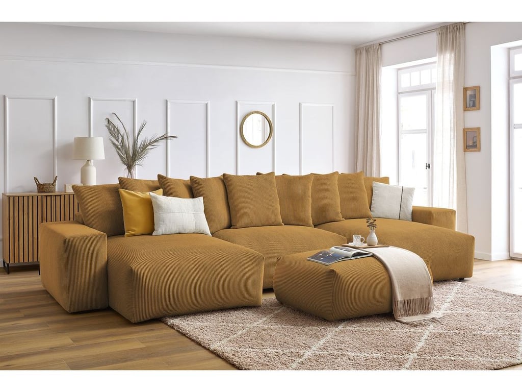 Produit similaire: Canapé panoramique convertible coffre VOLTAIRE avec pouf jaune panoramique BOBOCHIC 7 places
