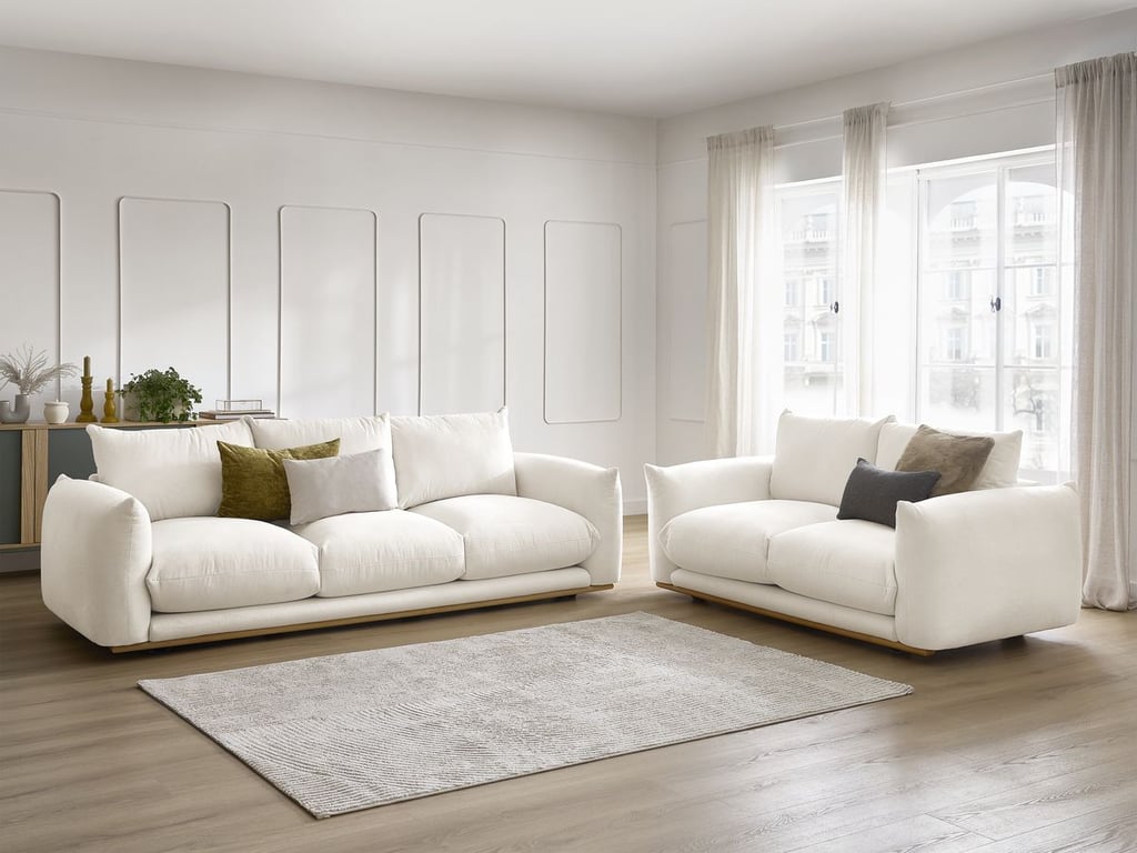 Ensemble canapé droit fixe 3 + 2 places ERNEST beige   BOBOCHIC