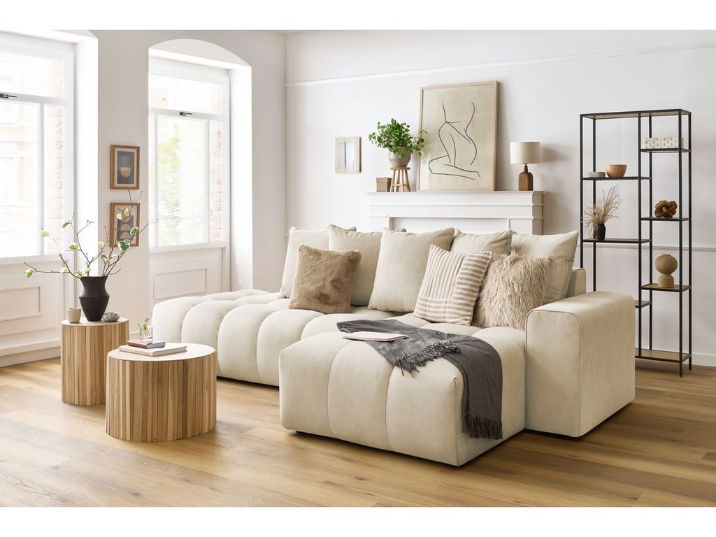 Produit similaire: Canapé d'angle fixe MONT-BLANC velours beige angle droit BOBOCHIC 3 places