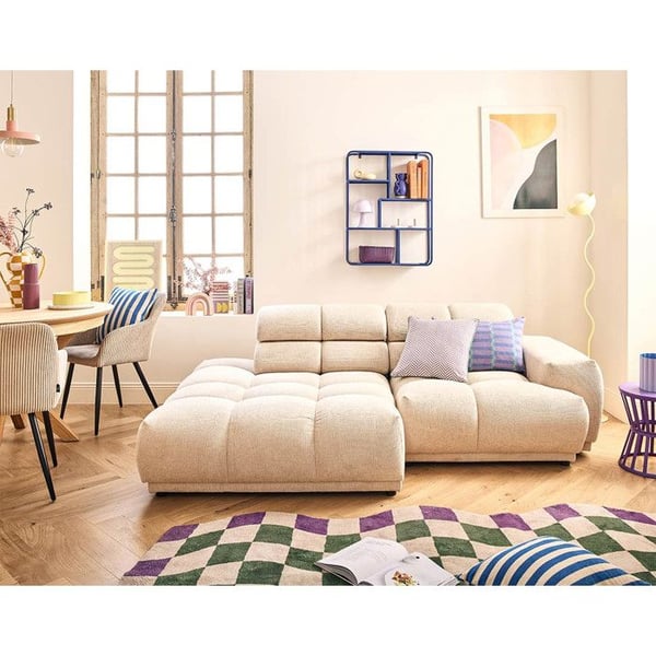 Matera - Canapé d'angle gauche 3 places tissu beige