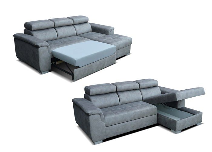 Robin Inspire Canapé Silver Marvel D'Angle Salon Avec Fonction De Couchage - Convertible - Droite - 108 x 247 x 165 cm - Bleu - Vue supplémentaire 1