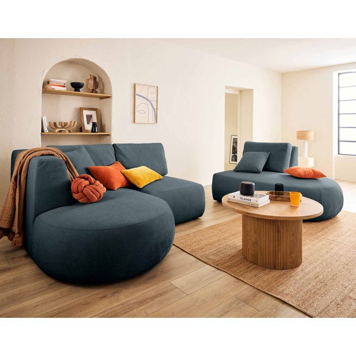 Produit similaire: Santorini - canapé modulable d'angle gauche - 5 places - en tissu texturé - Bleu grisé