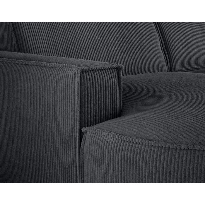 Spiaggia - canapé d'angle gauche - forme arrondie - 5 places - en velours côtelé - Gris foncé - Vue supplémentaire 2