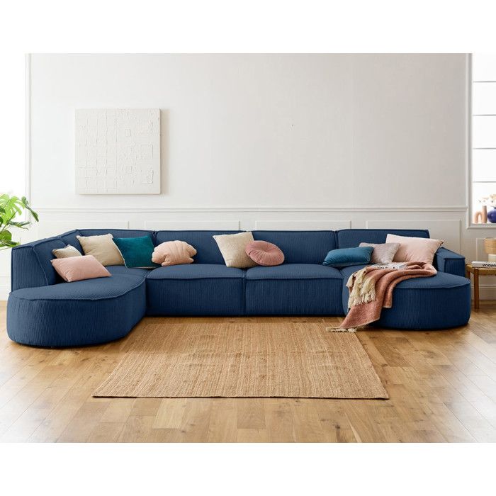 Produit similaire: Spiaggia - canapé panoramique d'angle gauche - 7 places - en velours côtelé - Bleu