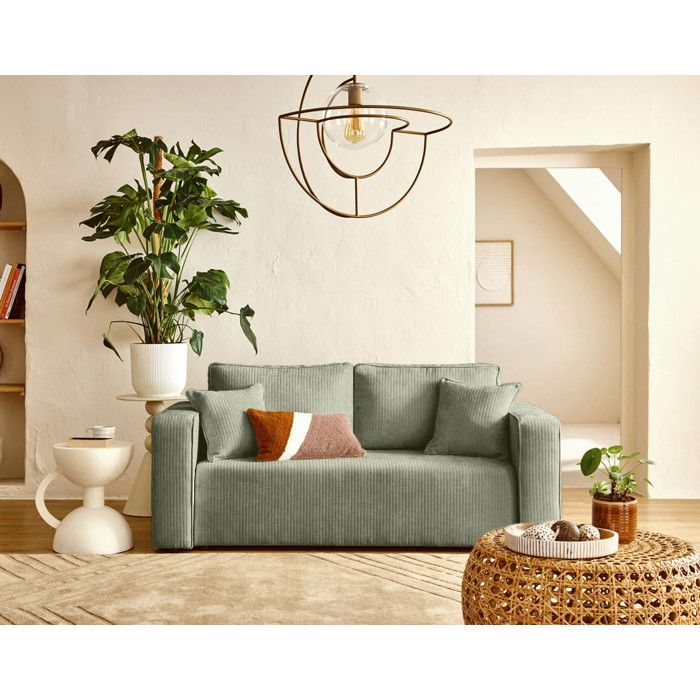 Produit similaire: Topaze - canapé droit 2 places en velours côtelé plat - Vert sauge