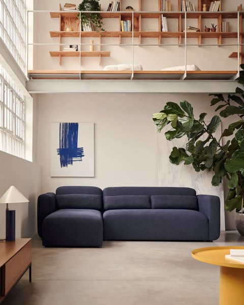 Neom - Canapé modulable 3 places angle droite/gauche bleu