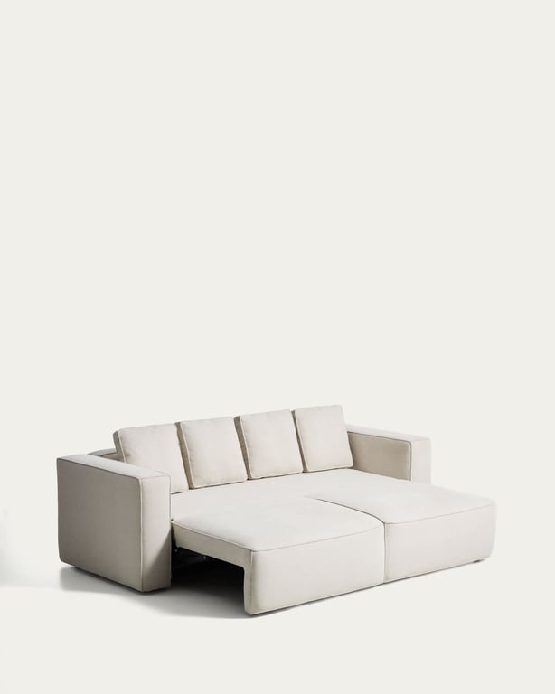 Marela - Canapé-lit 3 places en chenille beige - Vue supplémentaire 2