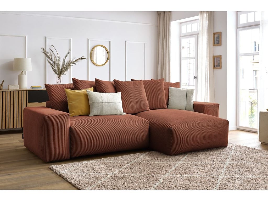 Méridienne avec accoudoir pour canapé modulable VOLTAIRE orange  angle gauche BOBOCHIC 1 places